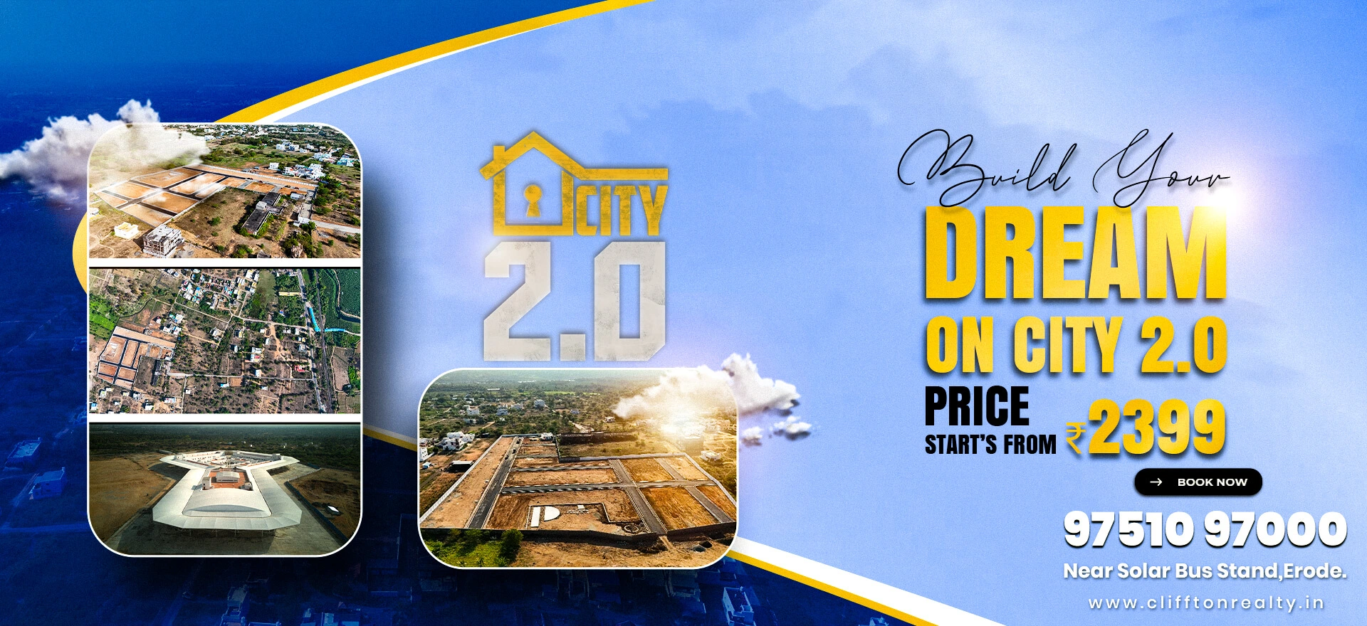 City 2.0 by Cliffton Infra delivers well-planned residential plots in Erode.