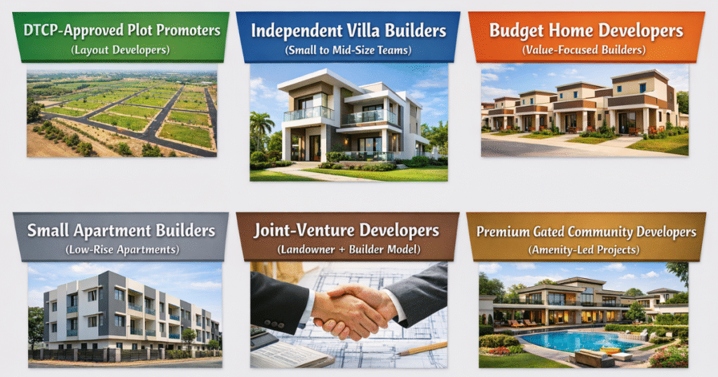 Various types of real estate developers
